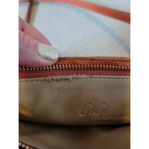 Gigi New York Embossed Leather Crossbody Bag Orange - Picture 5 of 14